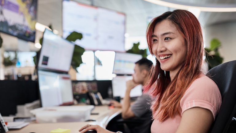 photo tall diversity asian call centre office woman